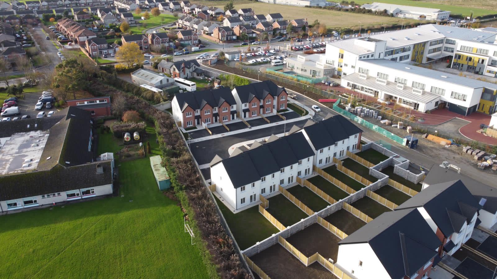 drone shot of houses