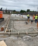 A Social housing development in Baylough Athlone consisting of 19 terraced townhouses with green area planted with native species of plants and trees. Started on site May 21, due for completion Feb 22. house foundations